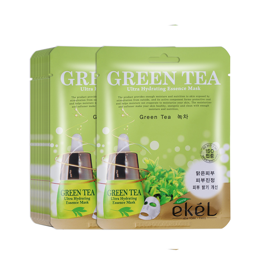 Gói 10 mặt nạ dưỡng da Ekel chiết xuất  Trà xanh (EKEL Green Tea ULtra Hydrating Essence Mask)