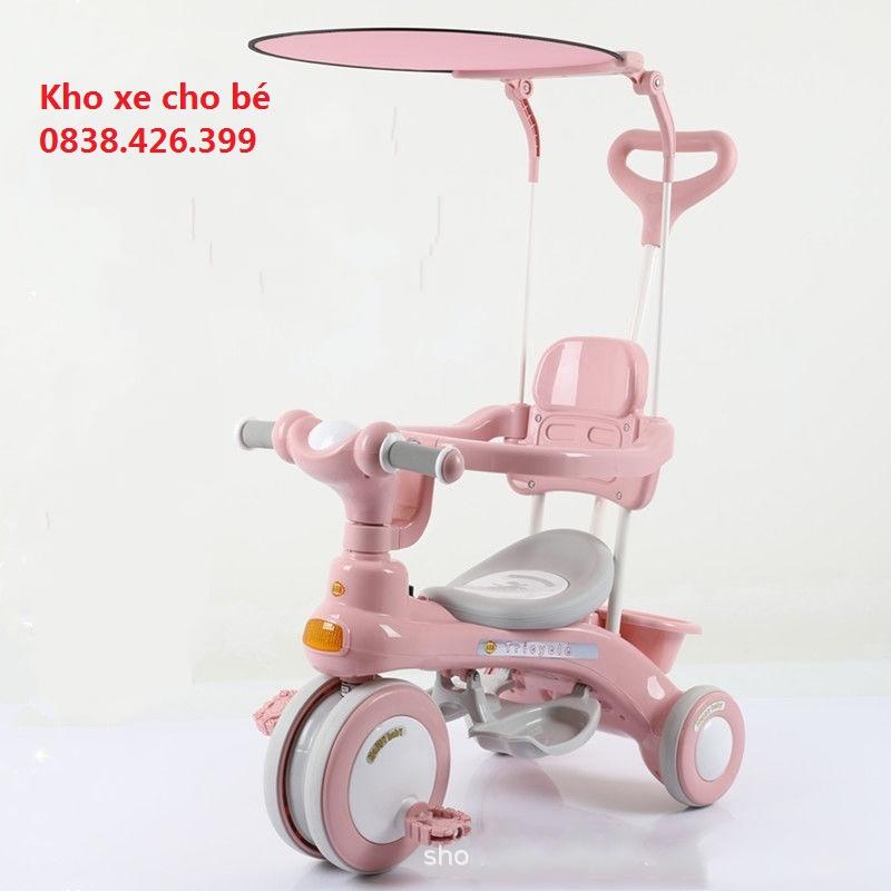 (Loại đẹp)Xe đẩy xe đạp 3 bánh đa năng senmysan X5 có nhạc +mái che+ bánh 4 lớp cho bé