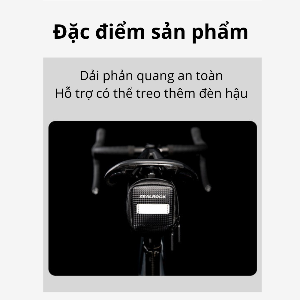 Túi Treo Yên Xe Đạp Vân Carbon Cao Cấp ZealRock - Chống nước - Phản Quang - Có Chỗ Gắn Đèn Xe Đạp | Túi xe đạp thể thao BigBull ZR-BBS04