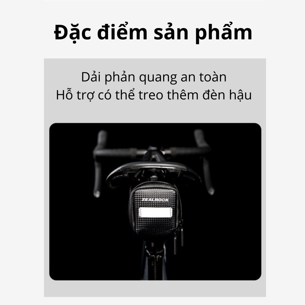 Túi treo yên xe đạp vân Carbon cao cấp HatsuZ-ZR - chống nước - phản quang - có chỗ gắn đèn xe đạp | Túi xe đạp thể thao