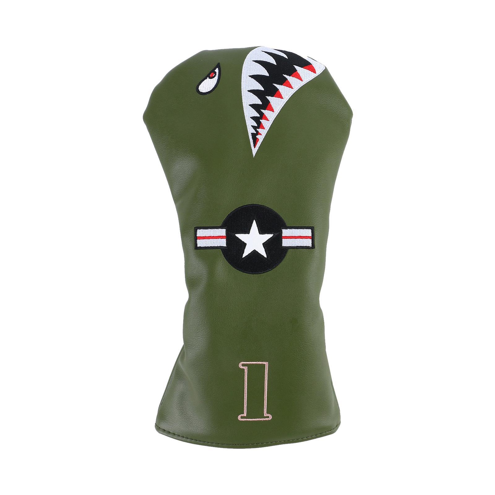 PU Leather Golf Club Headcover Non Slip Long Neck for Woods Driver Fairway Hybrid