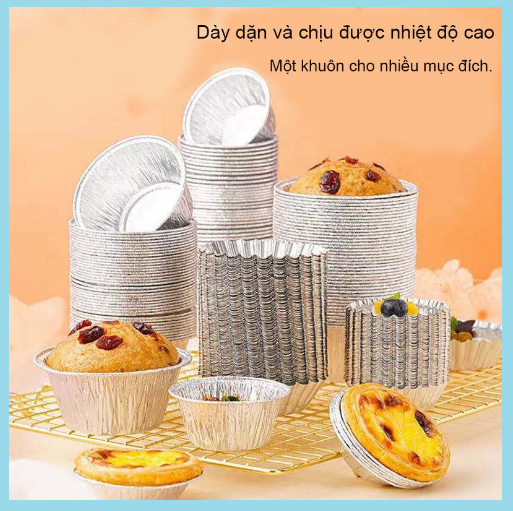 Set 10/50/100 chén giấy bạc, đế nướng bánh tart trứng tại nhà siêu tiện dụng G424-Chenbac