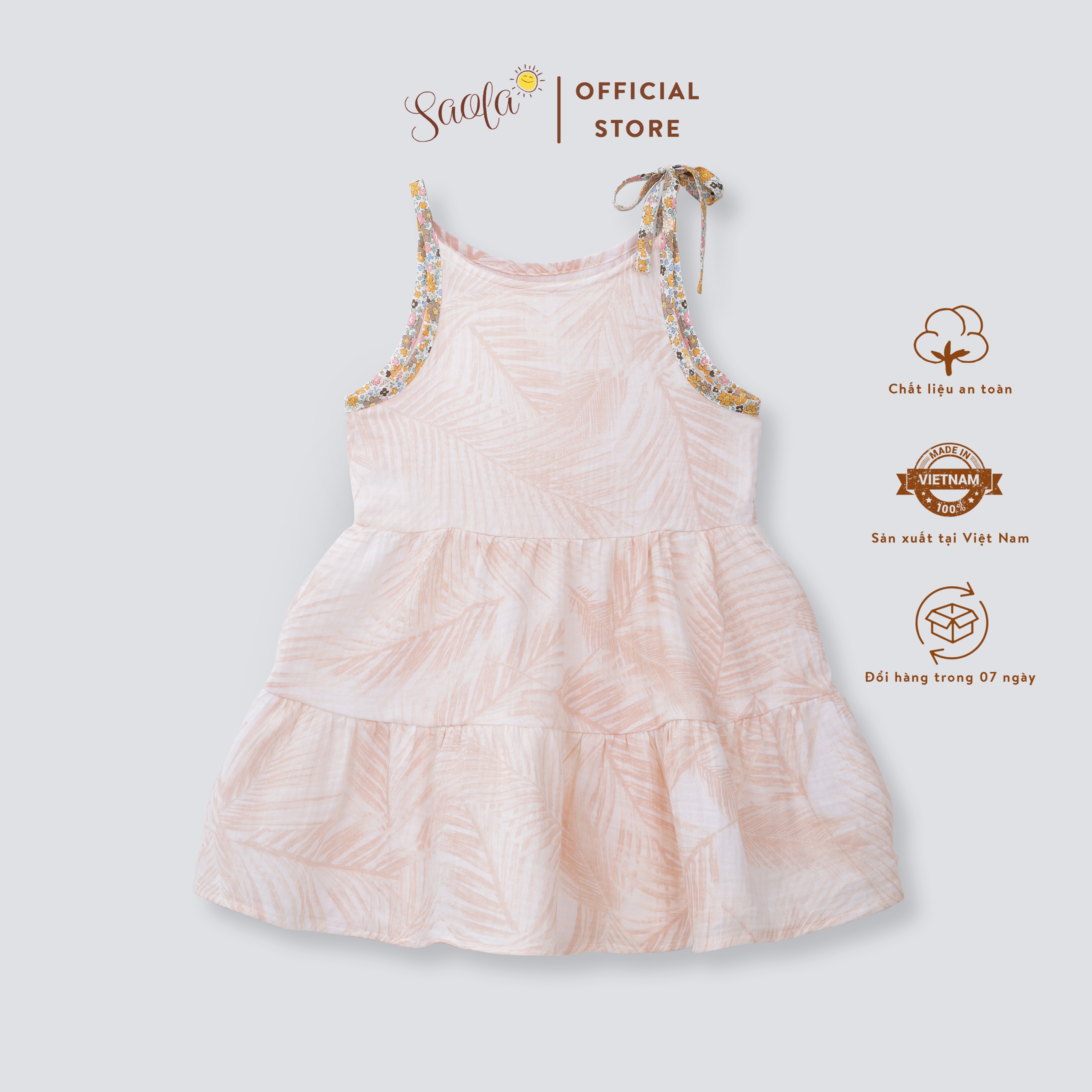 Đầm Muslin Hai Tầng Cột Dây Bên Vai Cho Bé Gái - NELI DRESS - DRM033 - SAOLA KIDS CLOTHING