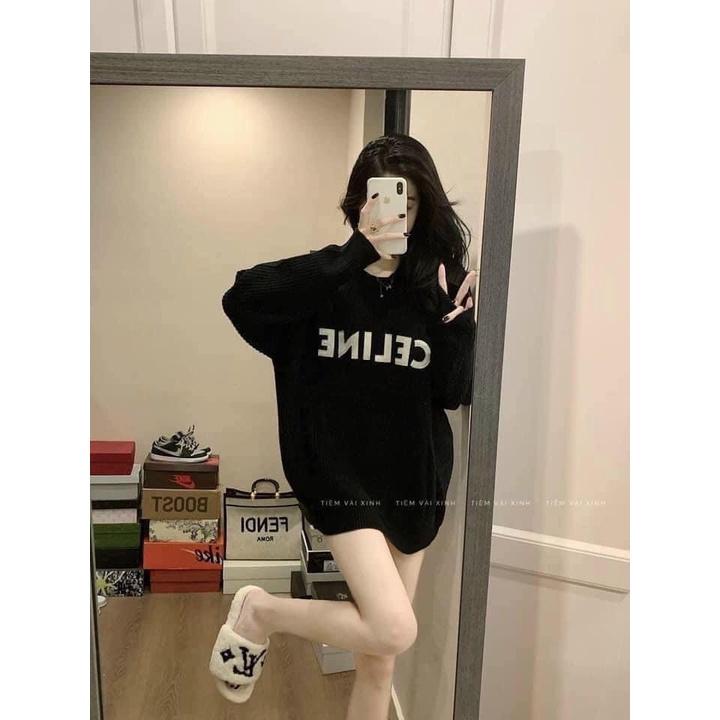✸℗Áo len ️ FREE SHIP CELTNE nữ đen siêu HOT , dáng rộng hàng thiết kế cao cấp dày dặn sang trọng cá tính
