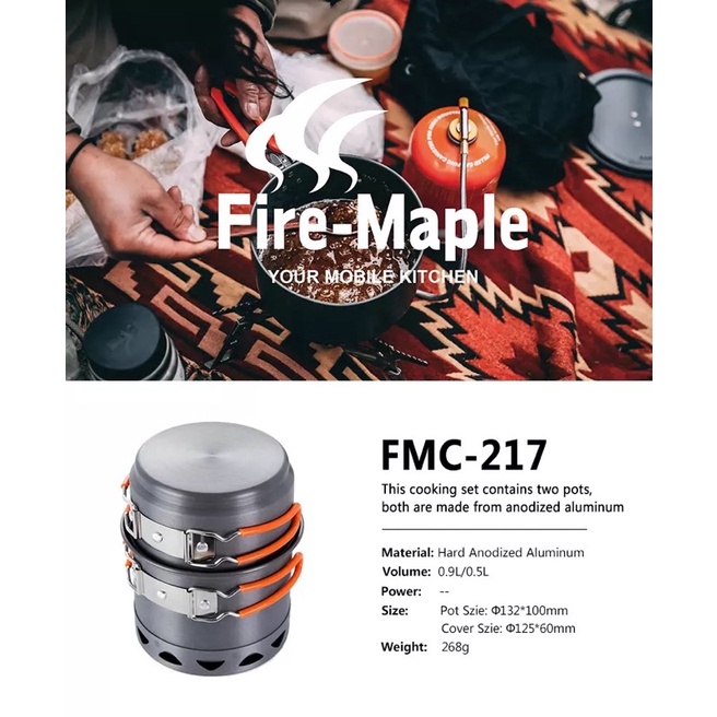 Dụng cụ nấu ăn nồ cắm trại Firemaple FMC-217 du lịch dã ngoại tiện lợi gọn nhẹ chất liệu an toàn A290