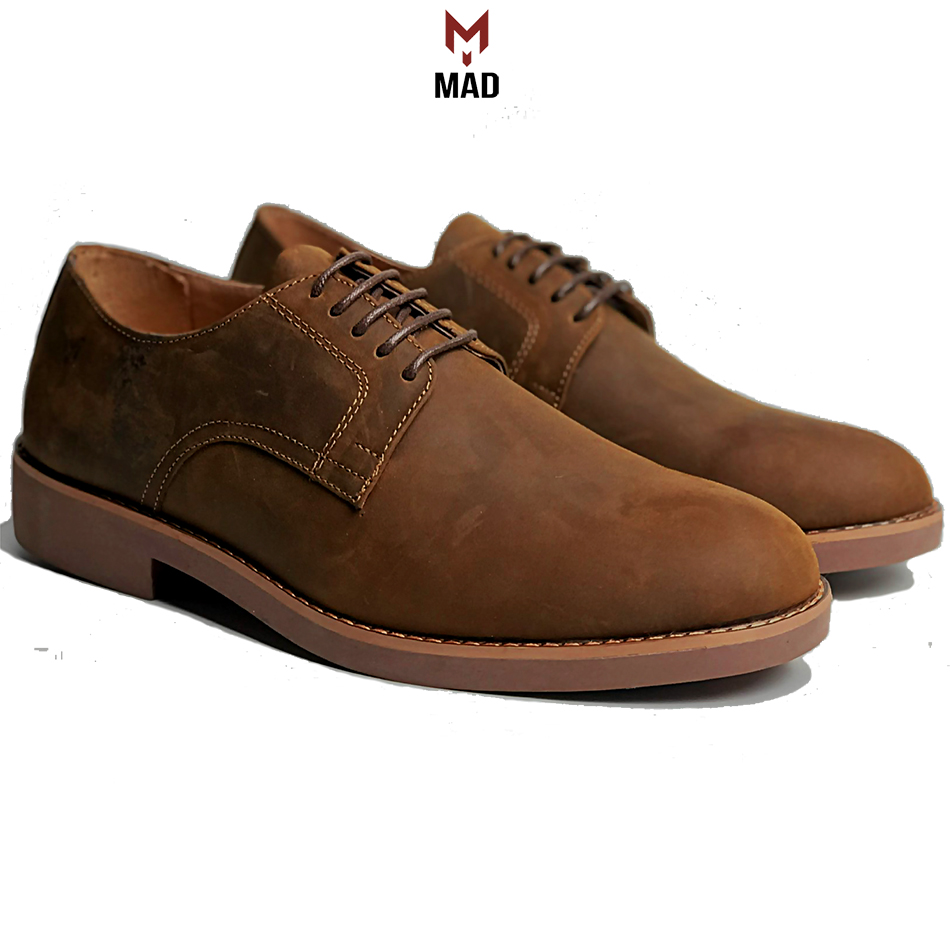 Giày tây nam Derby Plain MAD Shoes da bò sáp ngựa điên buộc dây thời trang cao cấp chất lượng tốt