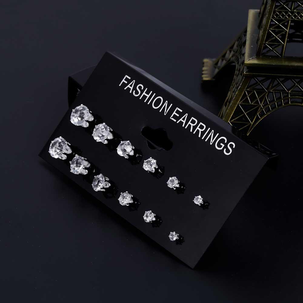 ALIUTOM Thời Trang 6 Cặp/bộ Punk Zircon Pha Lê Bông Bộ Bông Tai Nữ Hoa Tròn Gothic Thiết Kế D'oreille Trang Sức Bijoux