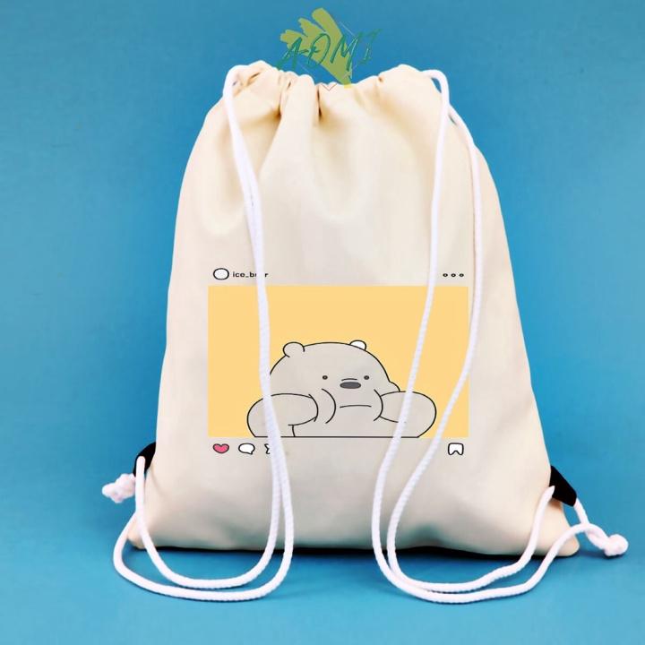 BALO MINI GẤU TRÀ SỮA AOMIVN DÂY RÚT NHỎ XINH UNISEX CHẤT CANVAS THỜI TRANG CUTE XINH ĐẸP TIỆN ÍCH