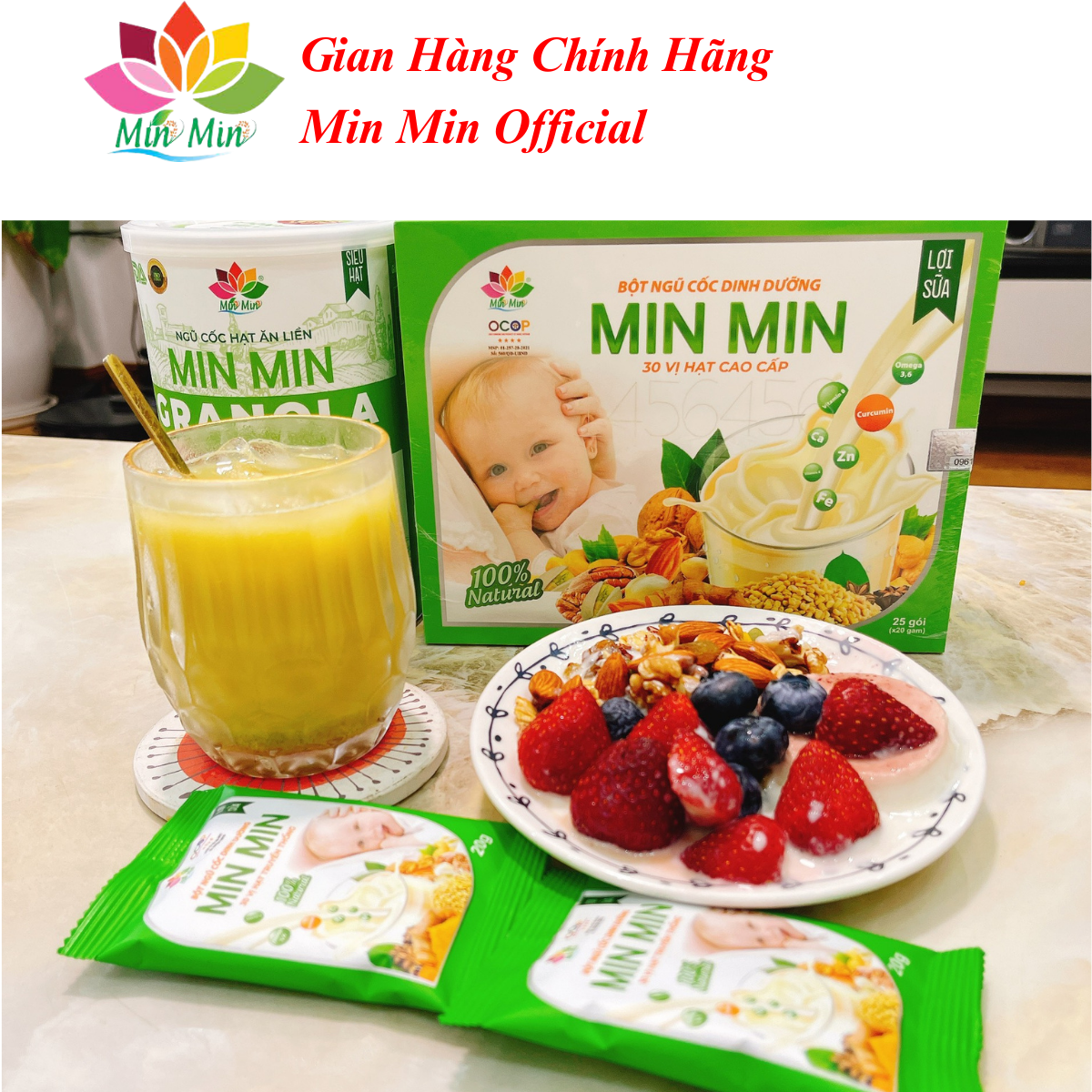 Combo 2 Hộp Ngũ Cốc Min Min Lợi Sữa 38 Hạt Dạng Gói (1Hộp 500gr x25 gói )- Chuyên Lợi Sữa và Phục Hồi Sức Khỏe Sau Sinh