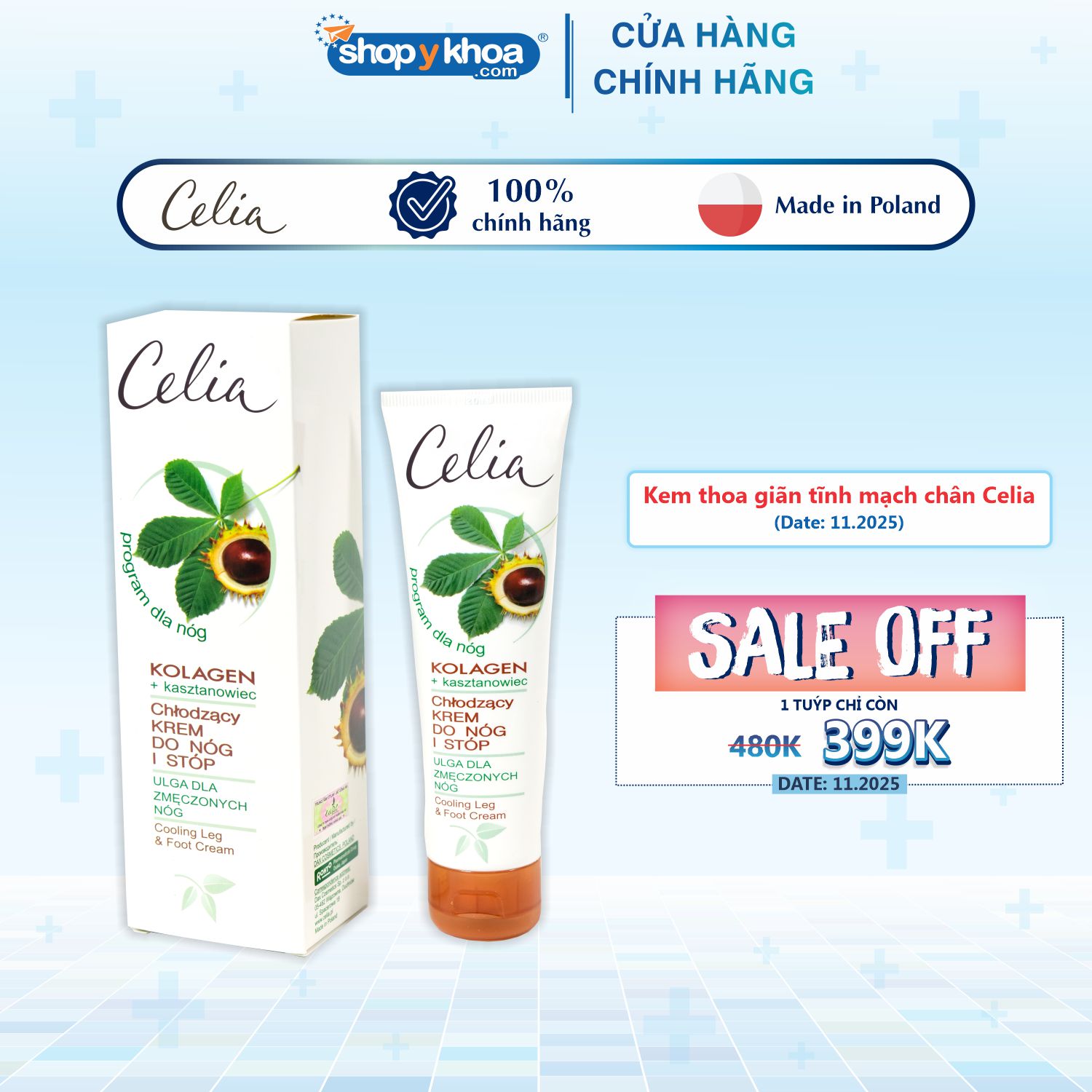 [DATE 11.2025] Kem thoa giãn tĩnh mạch chân Celia (100ml)