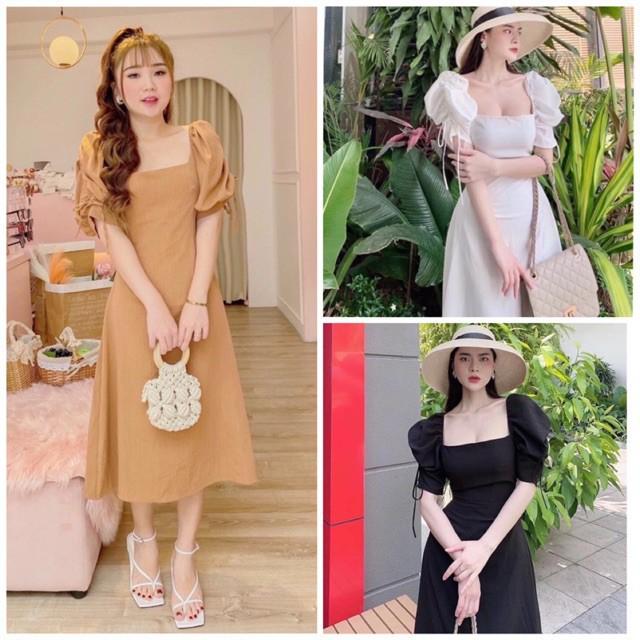 Đầm Suông Dài Cổ Vuông Nhiều Màu