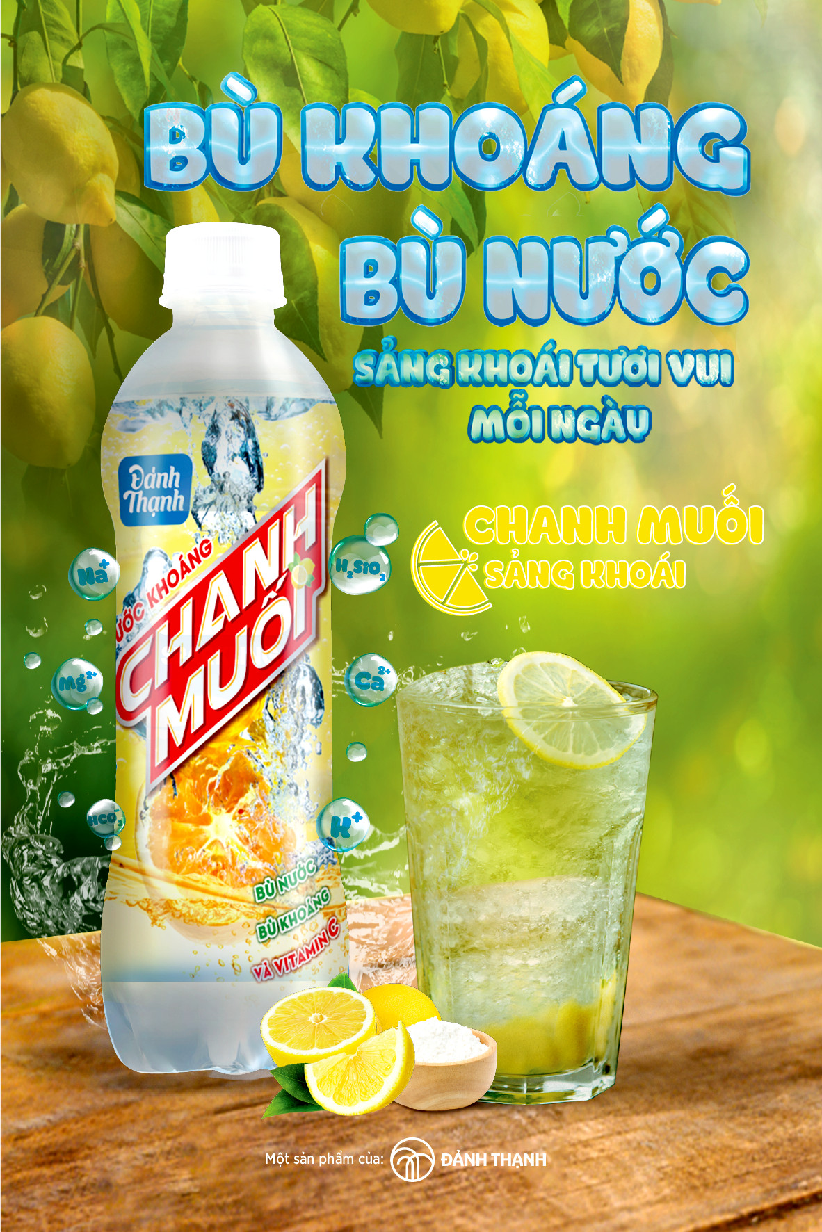 Thùng 24 chai Nước Khoáng Thiên Nhiên Có Ga Đảnh Thạnh Khoáng Chanh Muối 430ml