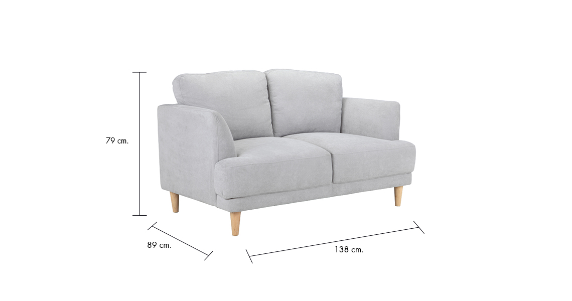 Ghế sofa đôi  WILEY khung gỗ chắc chắn, đệm bọc vải cao cấp xám nhạt | Index Living Mall - Phân phối độc quyền tại Việt Nam