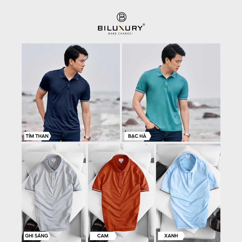 Áo thun polo nam cổ bẻ  Hàng Cao Cấp Chính Hãng Biman by Biluxury sợi vải dệt thoáng mát thiết kế chuẩn phom trẻ trung nhiều màu sắc 5APCB008