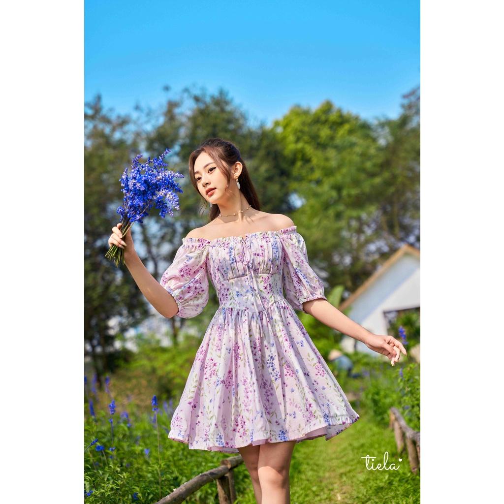 TIELA Đầm váy trễ vai hoa Lavender Dress