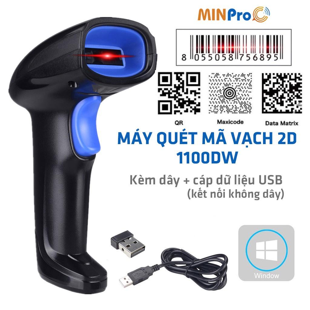 Máy quét mã vạch MINPRO không dây 2.4Ghz, quét mã vạch hàng hóa, công nghệ laser - Bảo hành 1 năm