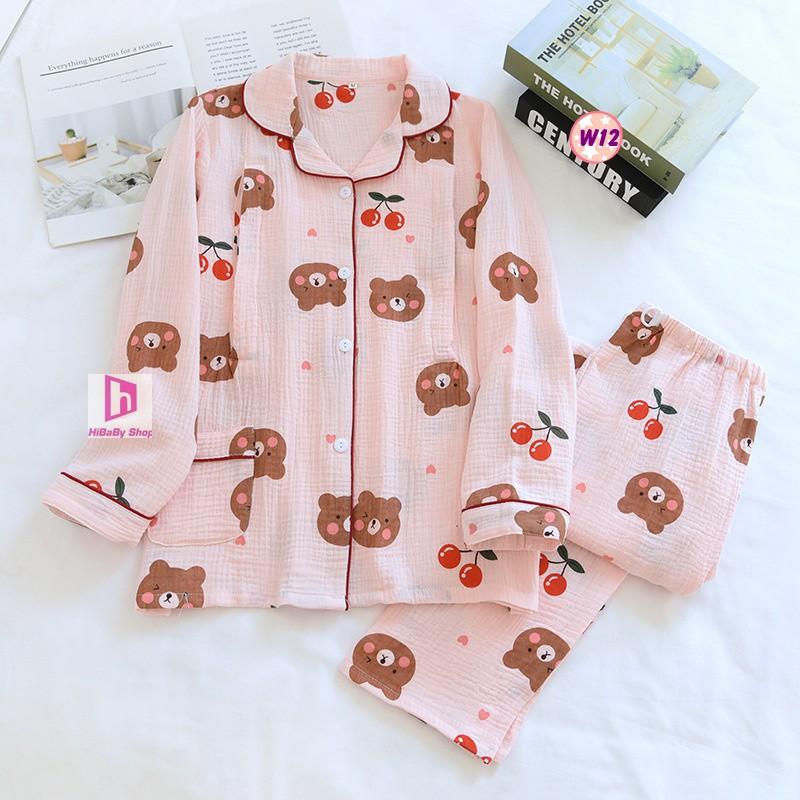 Pijama Sau Sinh (Vải Xô nhật) Mặc hè cực mát W06