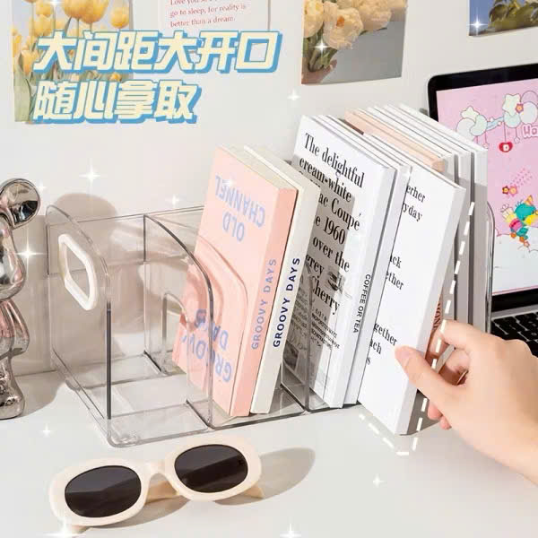 Kệ Đựng Sách Để Bàn 4 Ngăn Trong Suốt Chất Liệu Acrylic Dày Dặn Cao Cấp - HÀNG CHÍNH HÃNG MINIIN