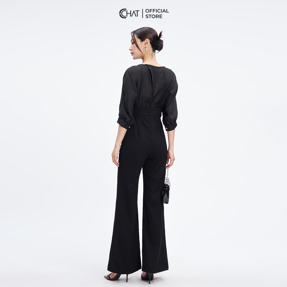 Jumpsuit Nữ Kiểu Phối Ly Thân Trước Chất Tuytsi Cao Cấp Mềm Mịn 53JDS8002ST