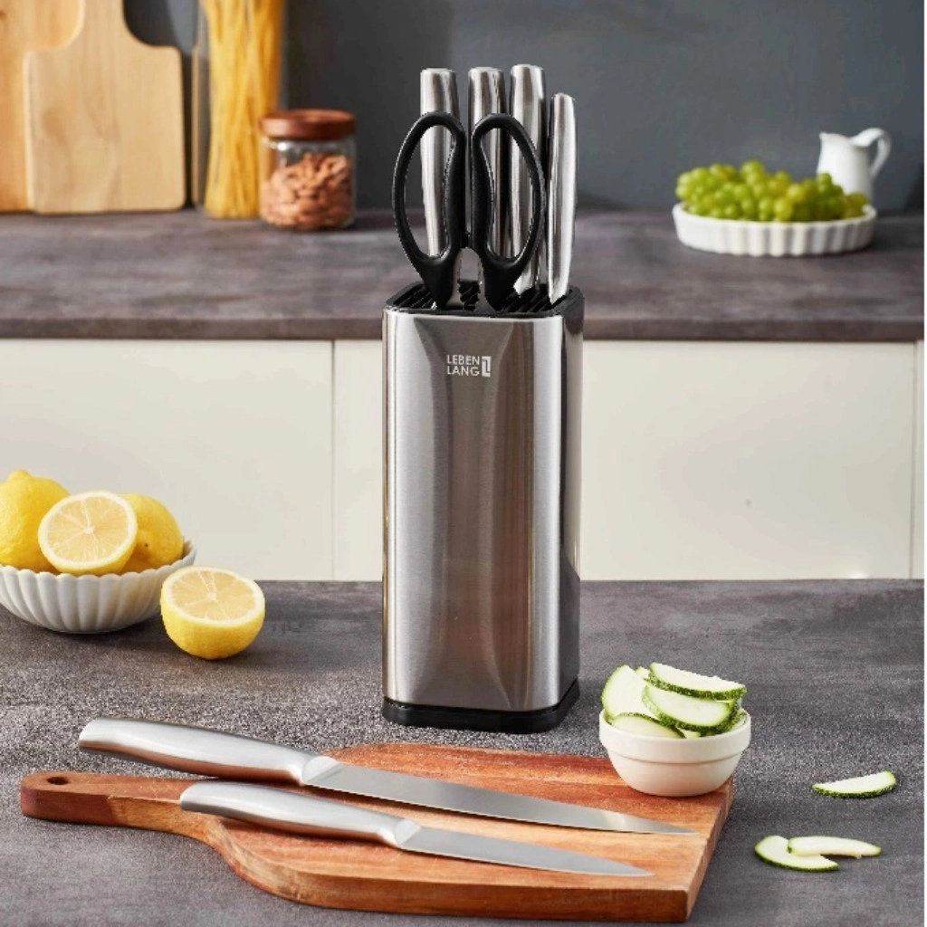 Bộ dao kéo nhà bếp 5 món Lê Bên Làng LBL1956 chuẩn Đức tặng hộp cắm