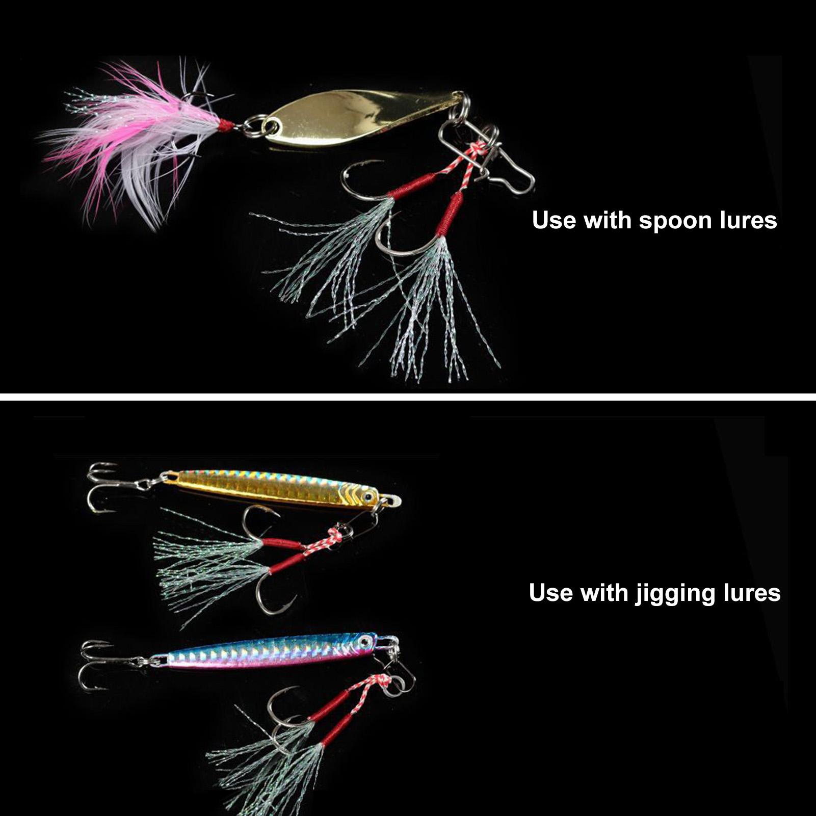 10 móc câu cá với đầu móc bằng thép gai được mài sắc nét ,Lông màu sáng thu hút cá cắn câu