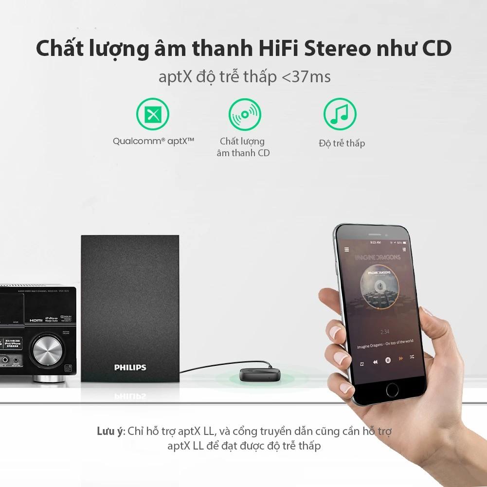 Bộ nhận âm thanh 5.0 APTX Bluetooth độ trễ thấp có mic 1 đầu cái 3.5mm UGREEN CM279 - Hàng chính hãng