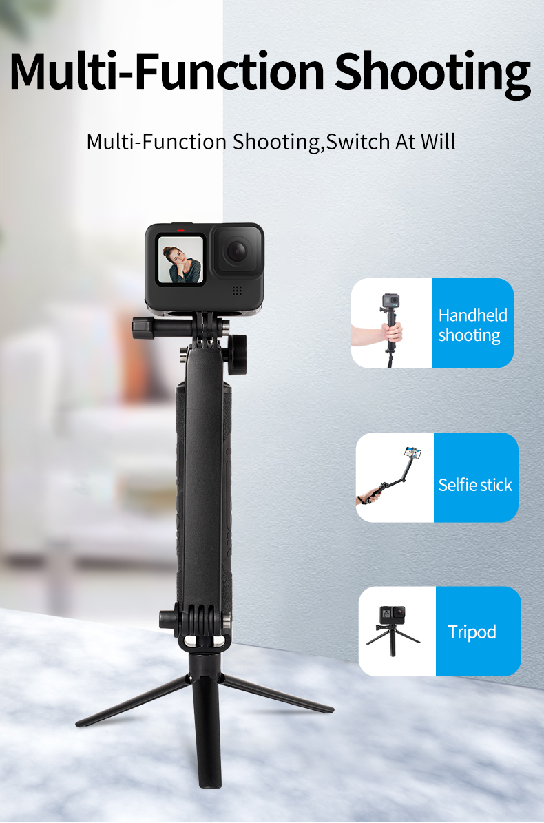 Gậy Selfie Stick TELESIN cầm tay cho Gopro , Action Camera, tay gấp ,đa chức năng, gậy chụp ảnh tự sướng , chân máy ảnh cho action camera (Hàng Chính Hãng)