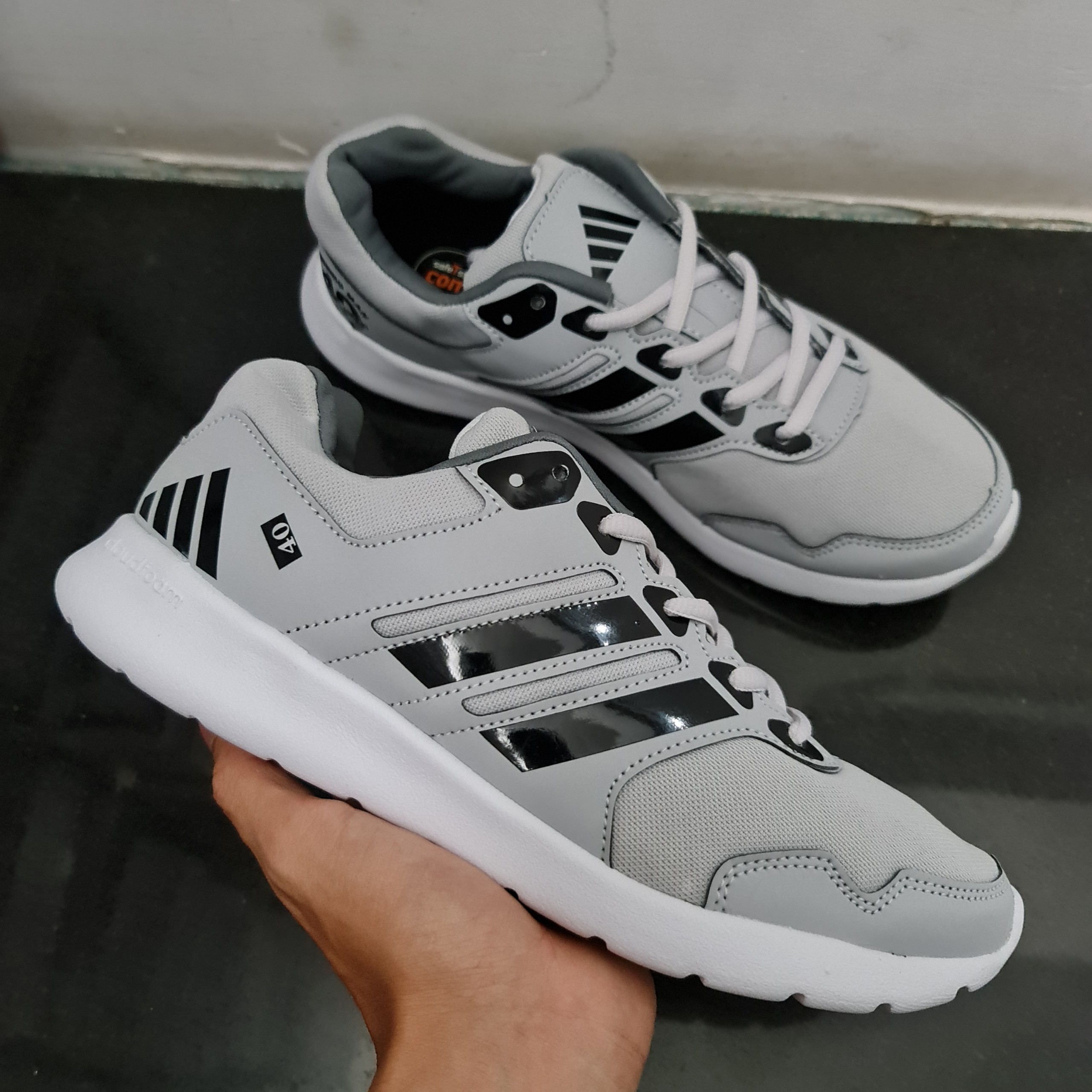 Giày Sneaker Thể Thao Thời Trang Nam ( Xám Sọc Đen )