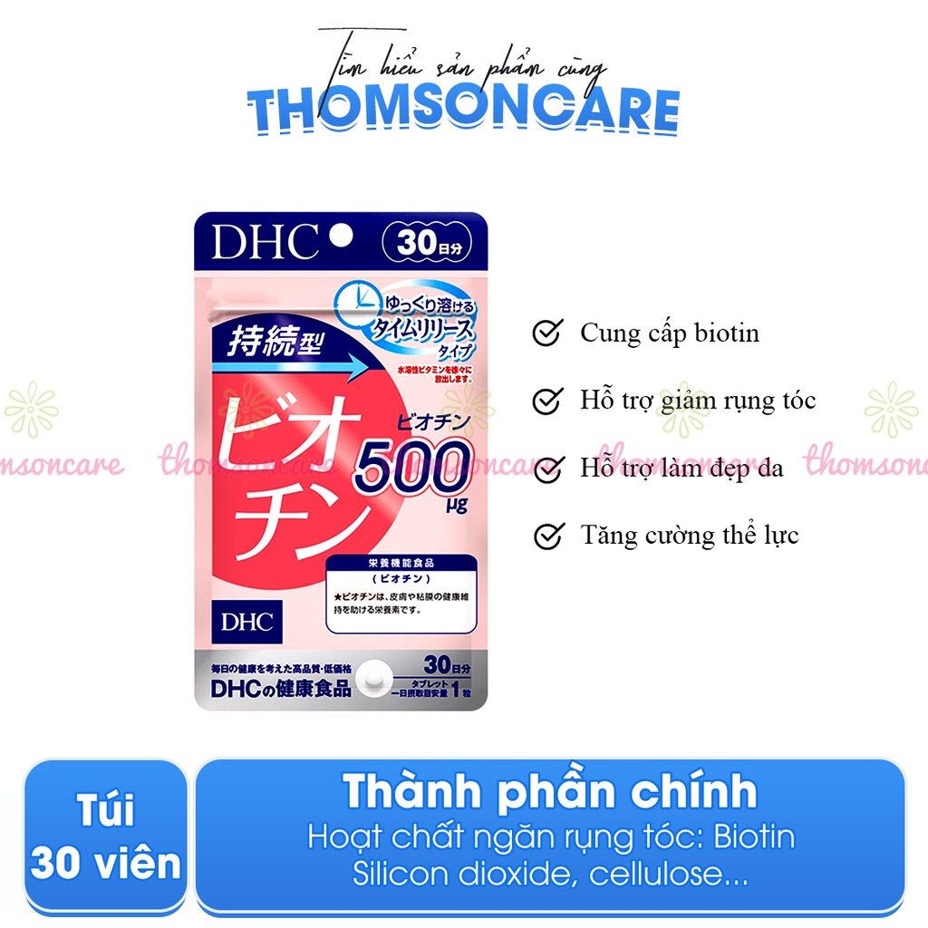 Viên uống giảm rụng tóc Lcystine và Biotin DHC Nhật Bản - Hỗ trợ đẹp da, kích thích mọc tóc - l cystine 500mg, l cistine