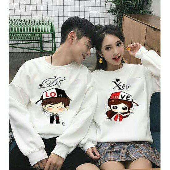 Áo đôi thu đông xếp đệ chất nỉ bông