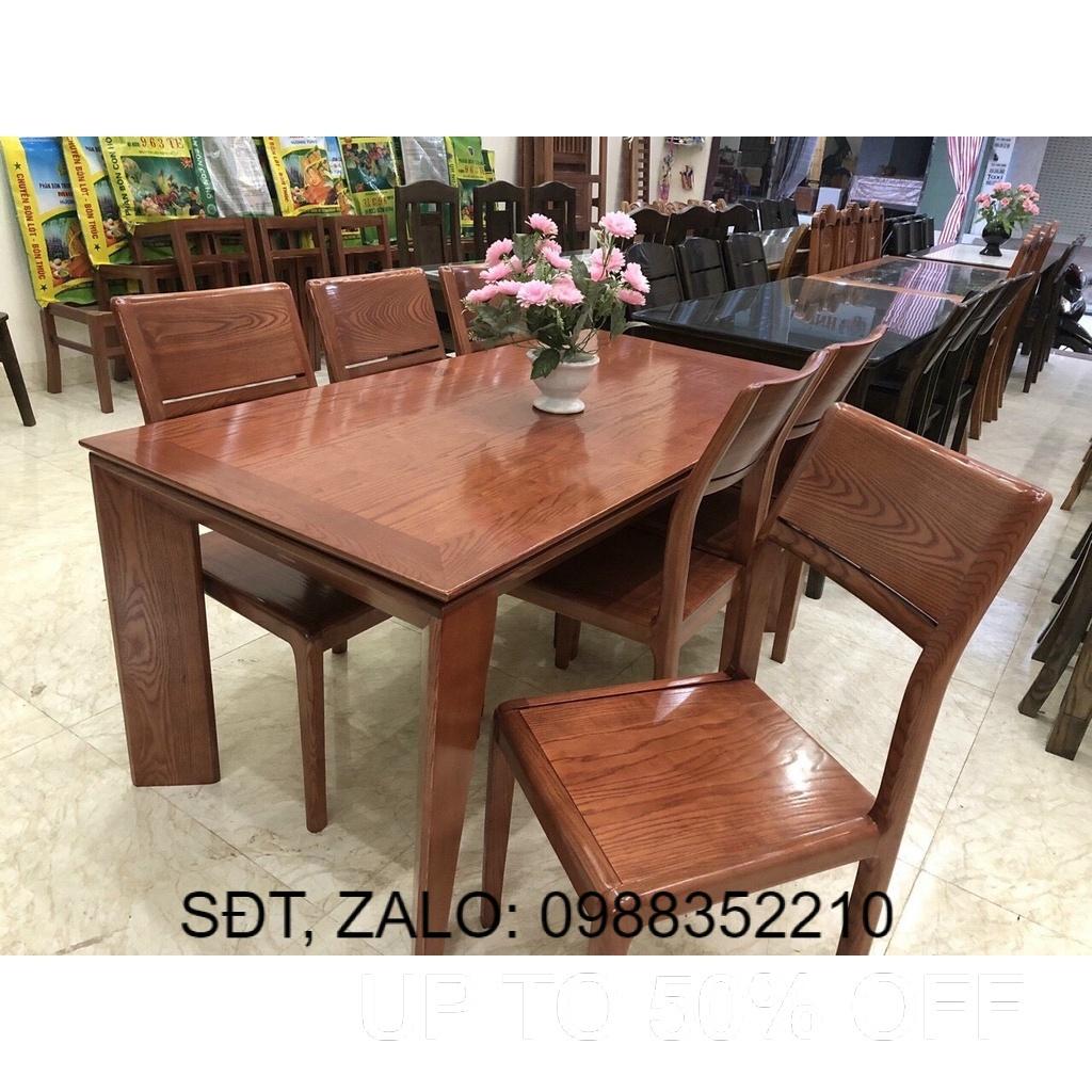 Bàn ăn 6 ghế gỗ sồi kiểm hàng trước khi thanh toán