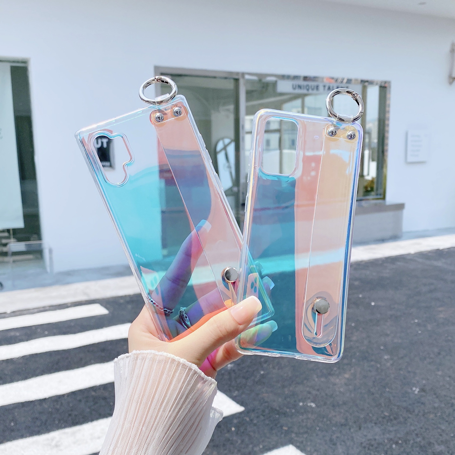 Ốp Lưng Hologram Đính Dây Xỏ Tay Cho Samsung Galaxy S23 Ultra / S23 Plus / S22 Ultra / S22 Plus / S20 Ultra / S20 Plus / Note20Ultra / Note10 Plus