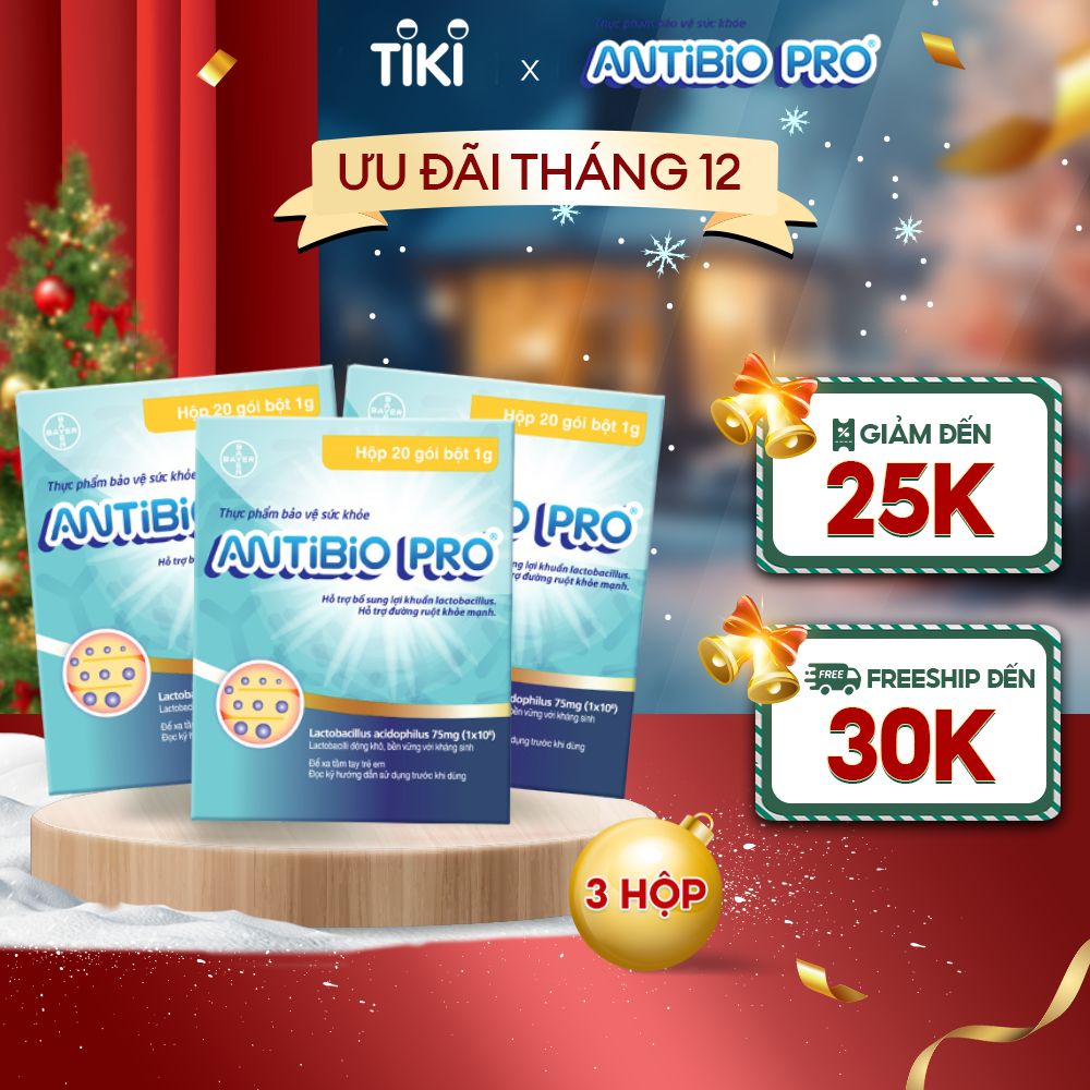 Combo 3 Thực Phẩm Bảo Vệ Sức Khỏe ANTIBIO PRO Hỗ Trợ Bổ Sung Lợi Khuẩn, Cân Bằng Hệ Vi Sinh Hộp 20 Gói x 1g x3