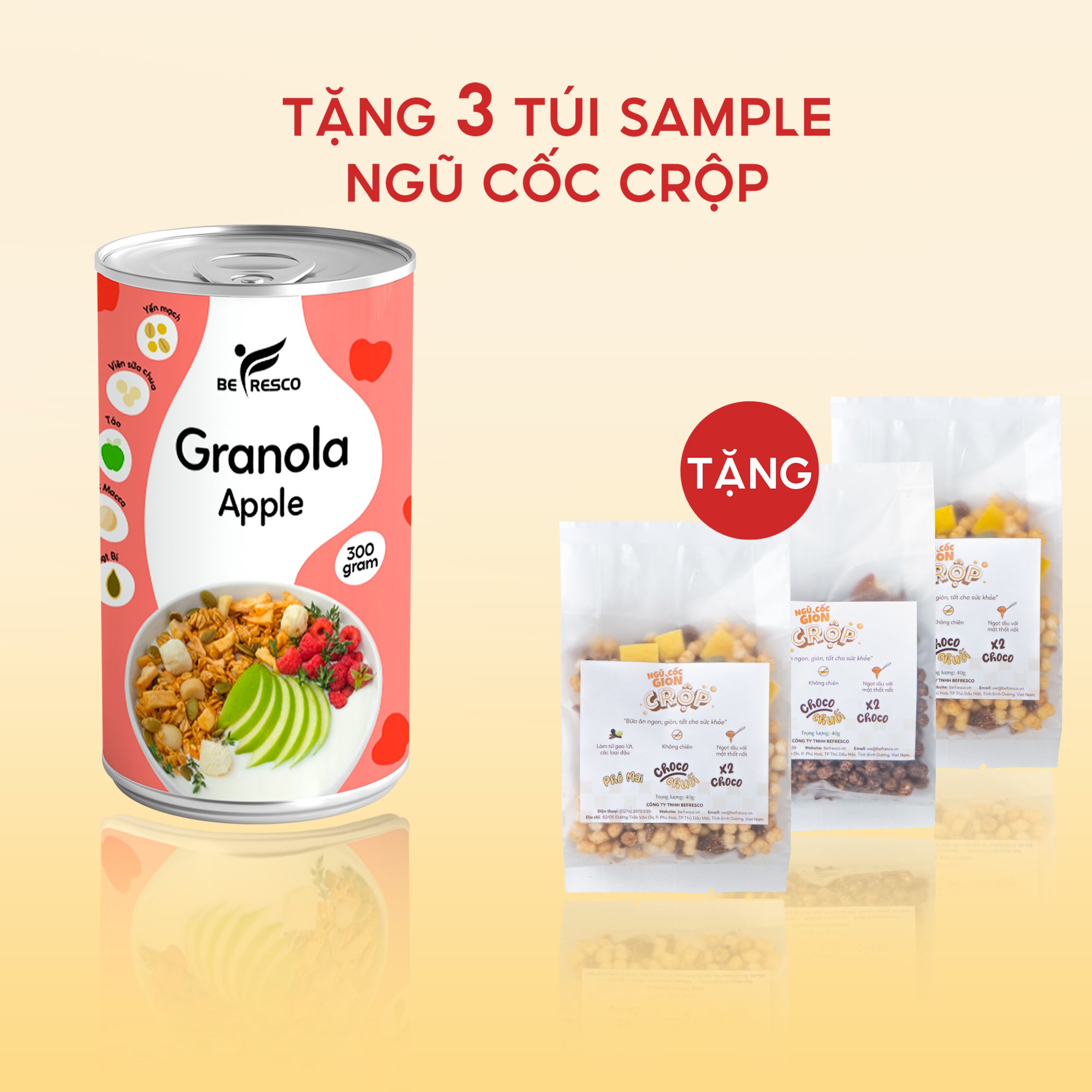 Ngũ Cốc Ăn Kiêng Granola Vị Táo Mix Hạt Macca 300g Befresco