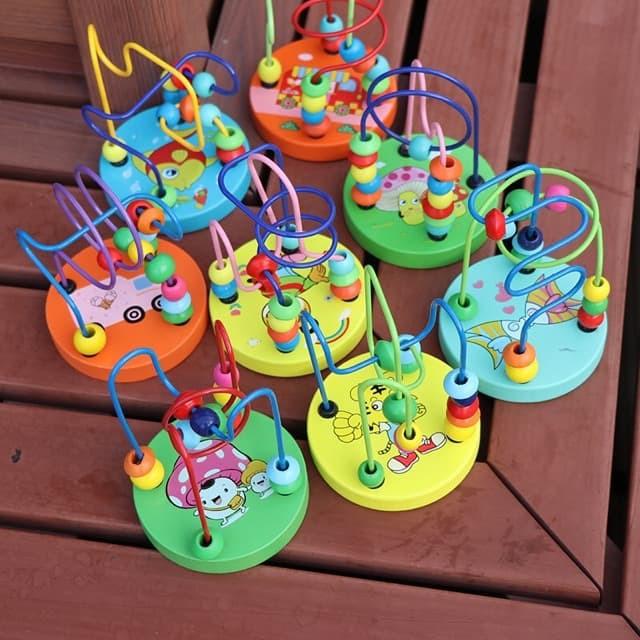 Đồ Chơi Gỗ Luồn Hạt Mini Nhiều Màu Giúp Bé Luyện Đôi Tay Khéo Léo