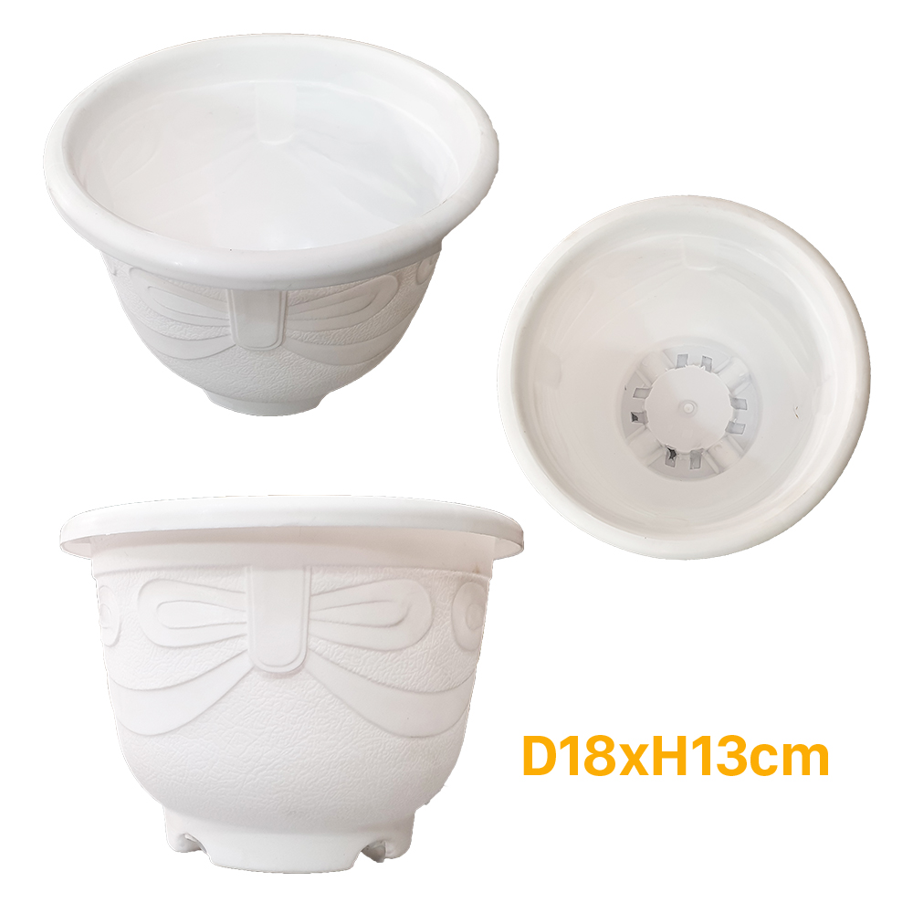Chậu Nhựa Vành Tròn Truyền Thống Kích Thước D18x13cm - Chậu Tròn Nhựa PP bền, đẹp chuyên trồng hoa, cây cảnh, rau VTNN Nông Điền Trang