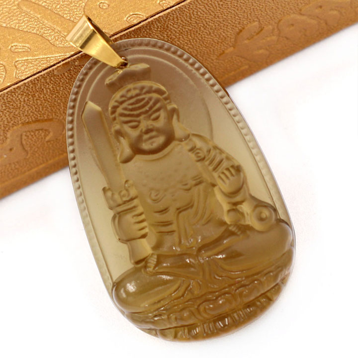 Mặt Phật Bất động minh vương đá Obsidian 5 cm