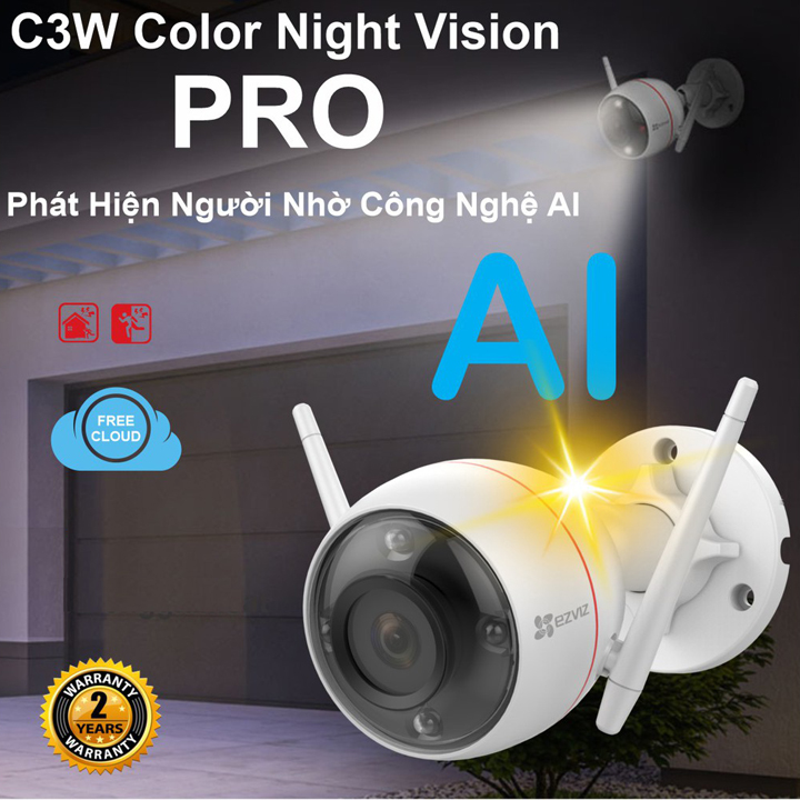 Camera IP Wifi ngoài trời EZVIZ C3W Pro 4MP 2K Color Night bản - hàng chính hãng