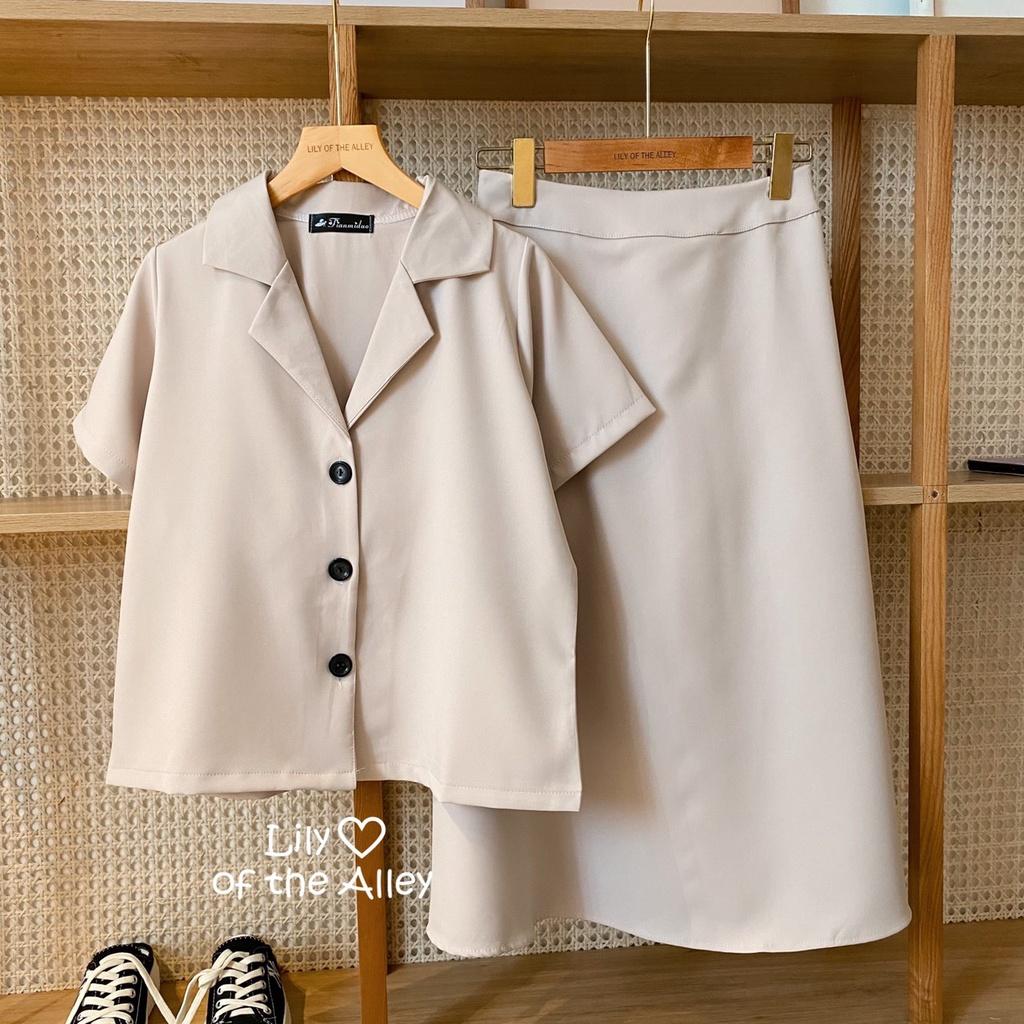 Set áo blazer chân váy midi
