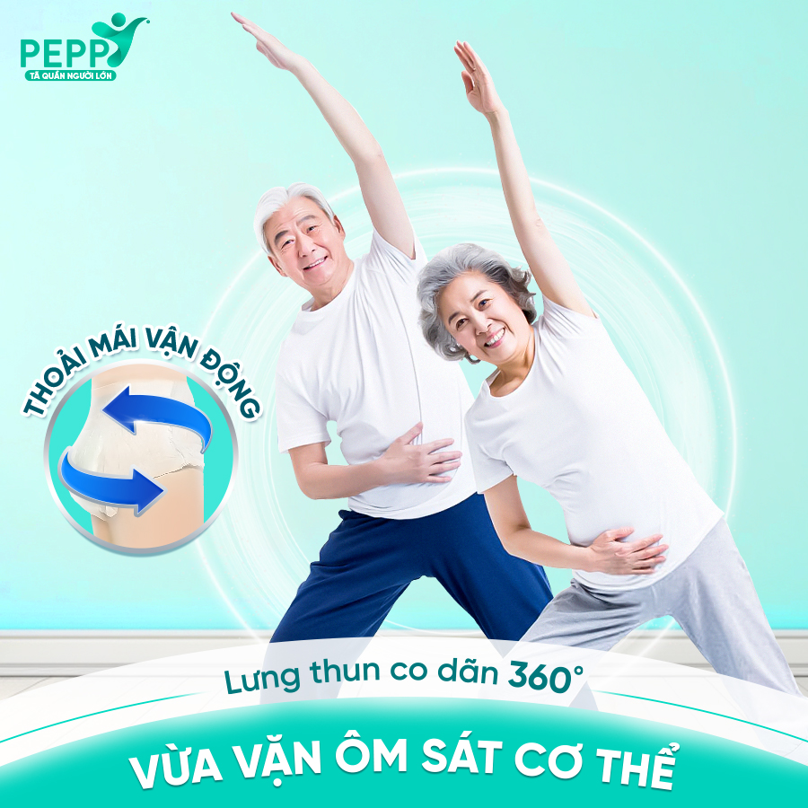Tã/Bỉm Quần Người Lớn, Người Già Peppy Siêu Mỏng, Siêu Thấm, Mềm Mại, Kháng Khuẩn Size M8/L7/XL7