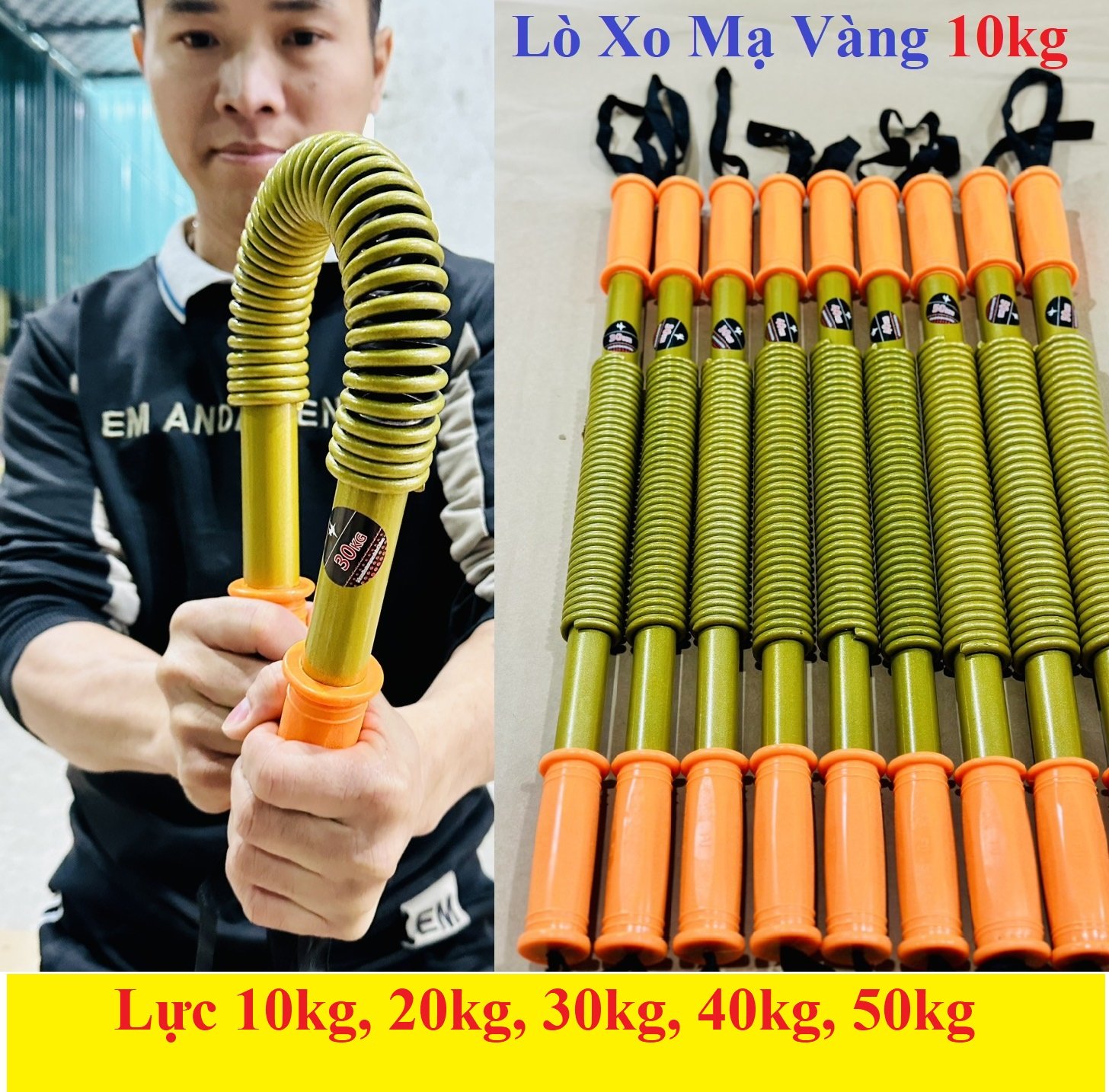 {40kg,50kg}Gậy bẻ tập cơ tay ngực chịu lực 40kg - 50Kg , gậy lò xo đàn hồi tốt phù hợp tập luyện thể thao tại nhà