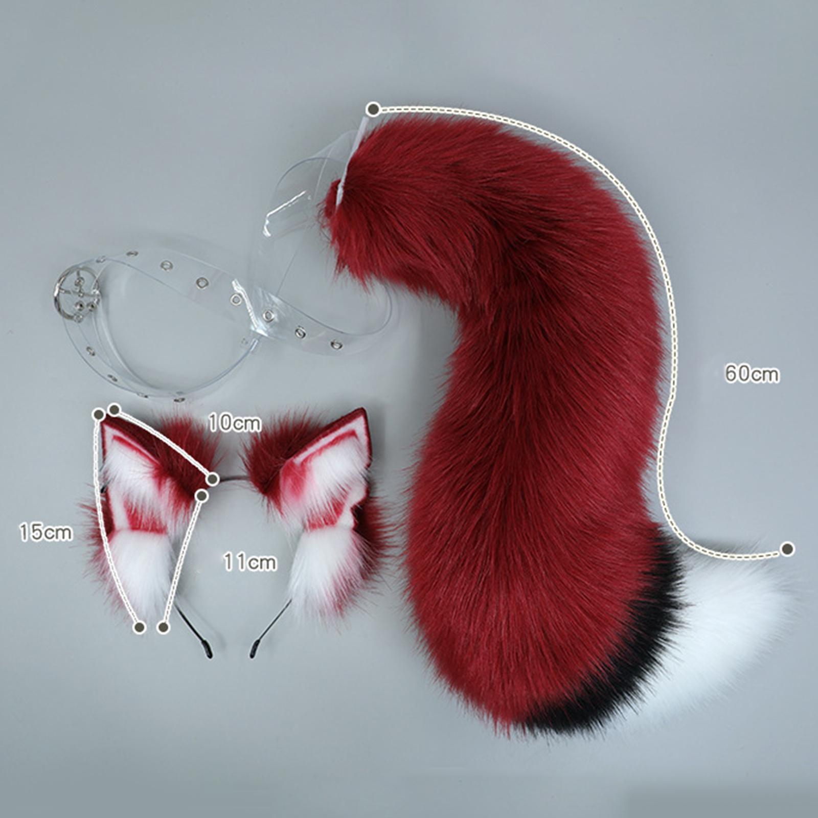 Wolf Ears and Tail Set Costume Accessories Hair Clip for Performance Halloween
