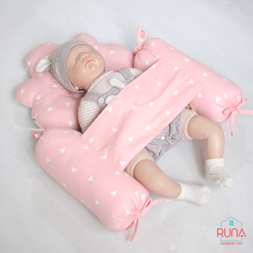 Bộ gối chặn bông chống giật mình cho bé sơ sinh RUNA KIDS chất liệu cotton Hàn 100% cao cấp thoáng mát an toàn cho da bé