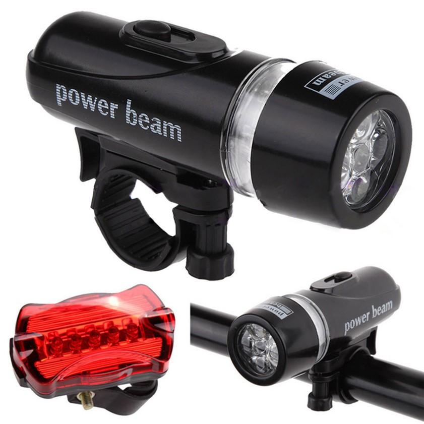 5 LED đen xe đạp Xe đạp MTB Đèn trước + bướm màu đỏ Xe đạp sau Bộ đèn an toàn phía sau