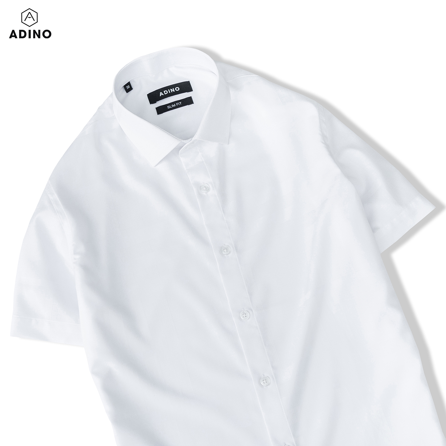 Áo sơ mi nam cộc tay màu trắng kẻ ADINO vải sợi tre bamboo mềm mịn mát dáng slimfit công sở trẻ trung CT93