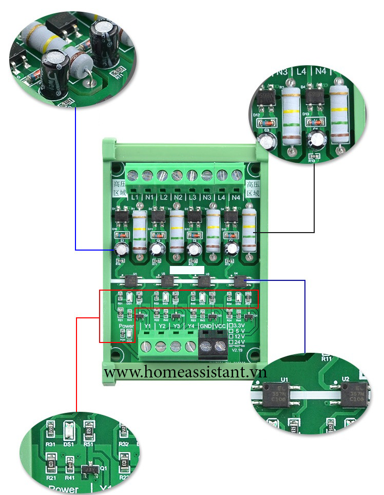 Module Cảm Biến Nguồn Điện 220V GPIO NPN Cho PLC Arduino ESP BG-04AN