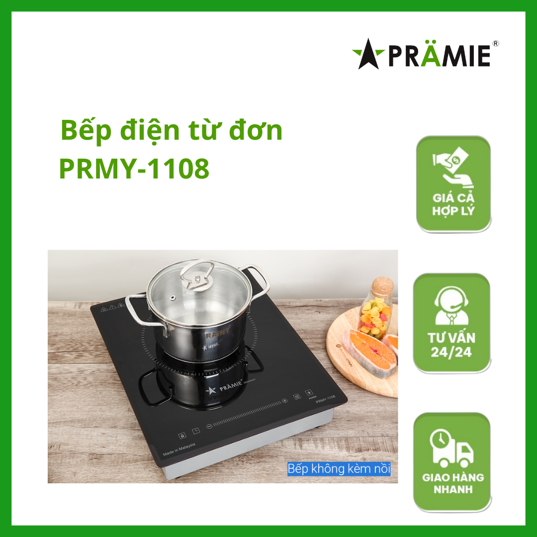 Bếp điện từ đơn Pramie 1108_Bếp đơn âm_Hàng nhập khẩu Malaysia