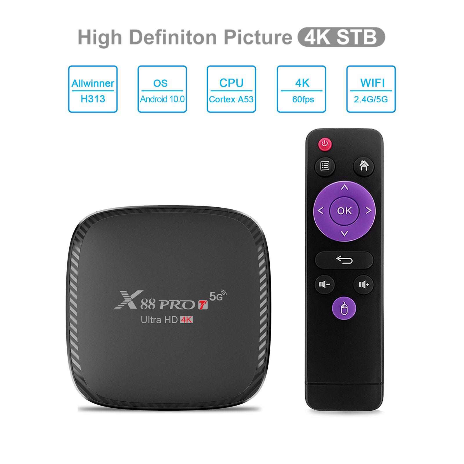 Hộp TV Box thông minh X88 PRO T Android 10.0, trình phát UHD 4K, Quad-core H.265 VP9 2.4G / 5G WiFi băng tần kép 100M