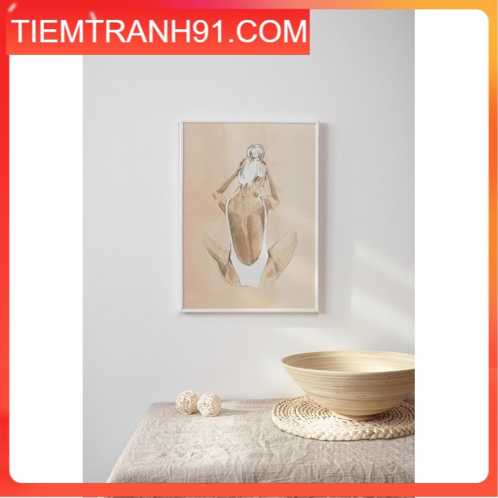 Tranh treo tường | Tranh màu nước - Woman's Body Fine Line Print Neutral, Abstract Art, Watercolor People