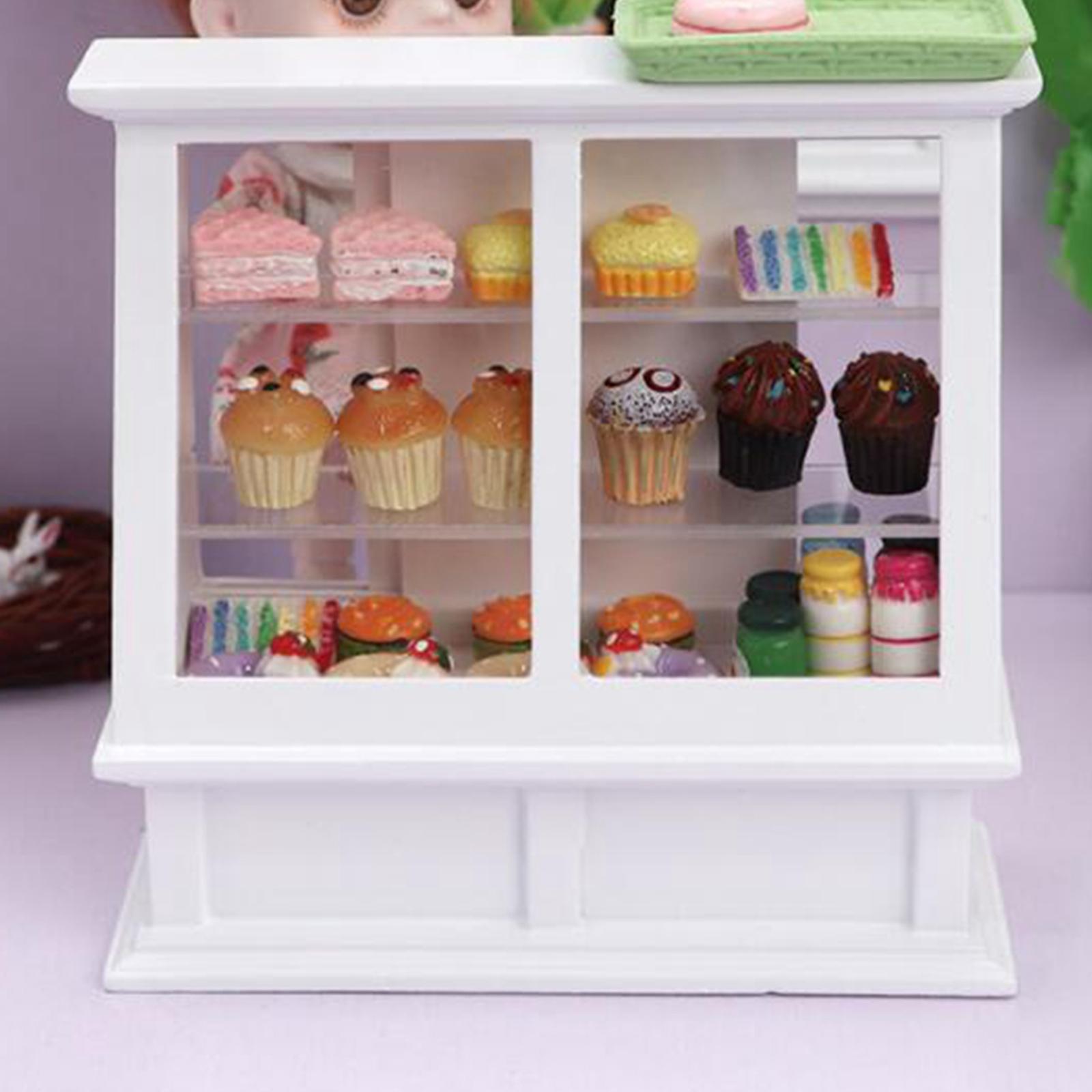1:12 Dollhouse Miniature Store Cake Cabinet Decoration Miniature Dollhouse Food Cabinet Furniture Accessories